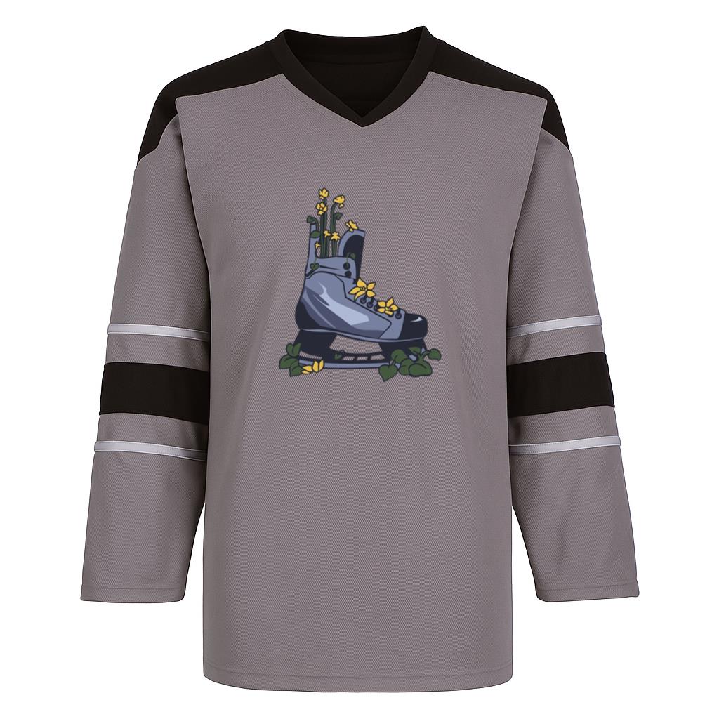 Ice Hockey Skate With Flowers Illustration Hockey Jersey